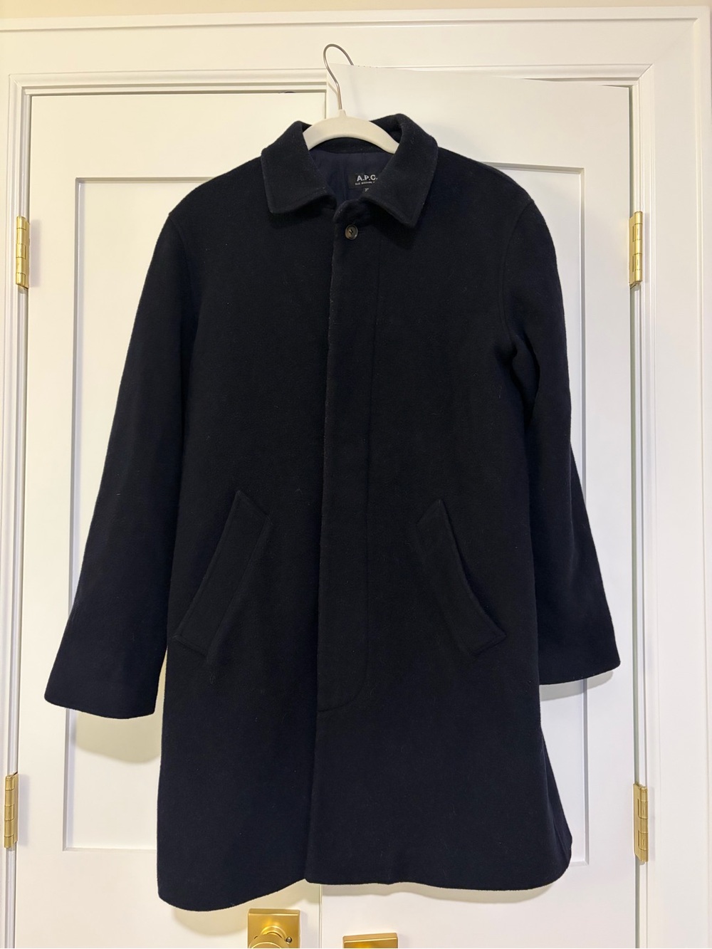 A.P.C. Rue Madame Paris Dark Navy Wool & Cashmere Overcoat